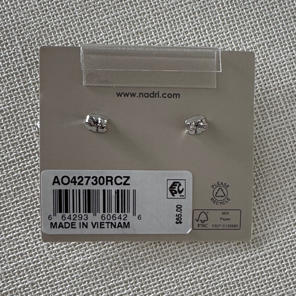 Nadri Silver Clear Teardrop Triple-Drop Earrings - Picture 2 of 6